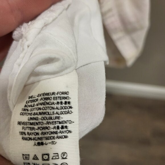 Free People Womens Subtle Plaid White Neon Orange Embroidered V Neck Dress Small - Picture 4 of 6